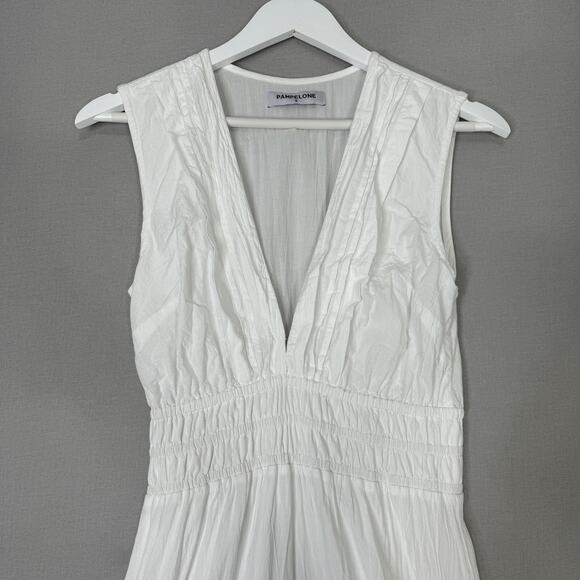 Pampelone Sienna Maxi Dress Womens Small White 100% Cotton Tiered Boho Resort - Picture 3 of 15